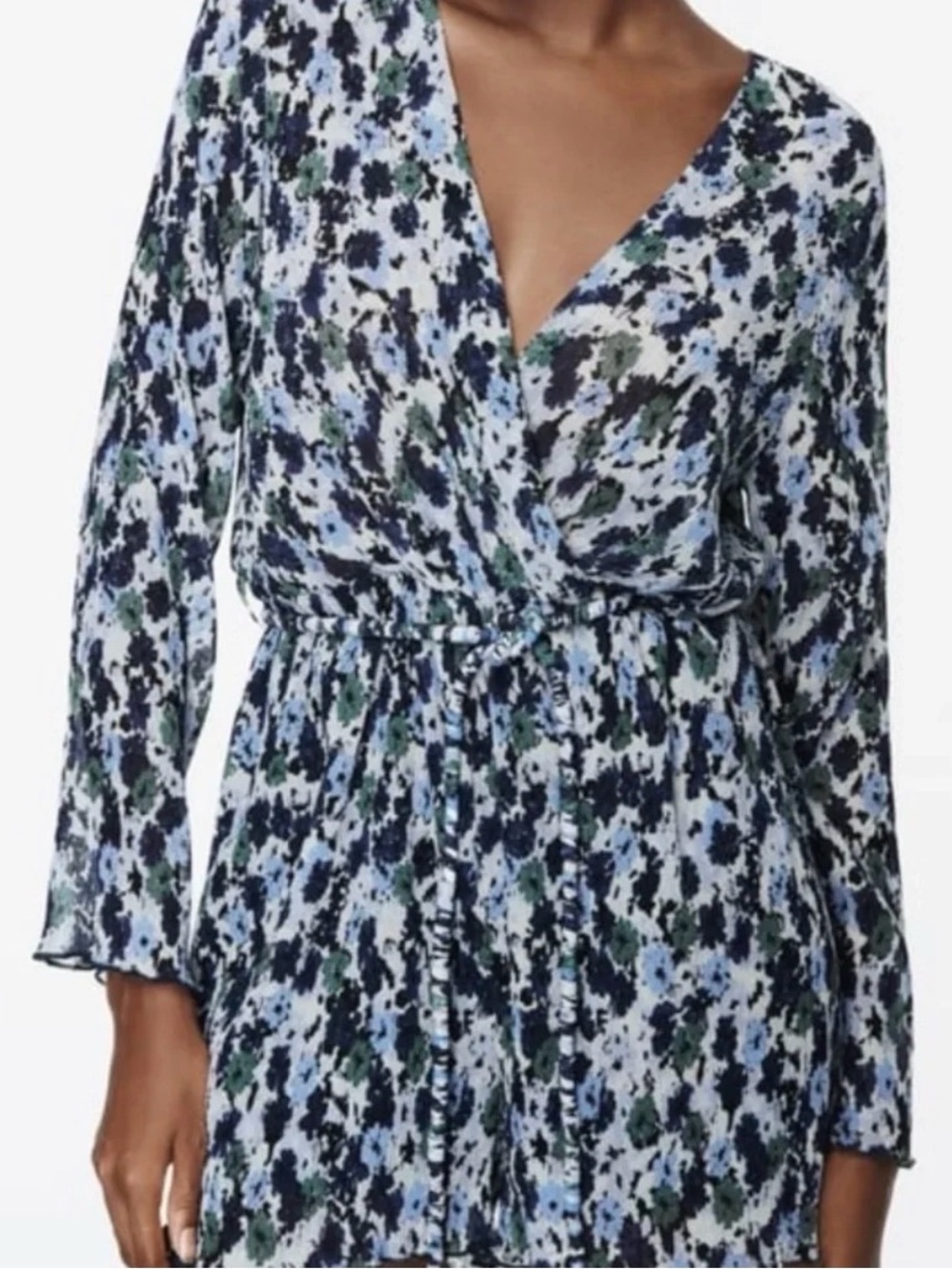 Zara Blue Green Floral Long-Sleeve Romper - Picture 2 of 5